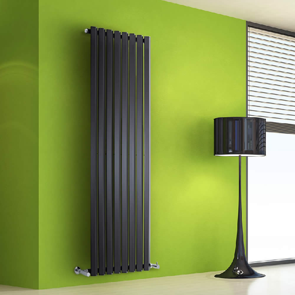Radiatore di Design Verticale - Nero Lucido - 1600mm x 560mm x 60mm - 1261 Watt - Rombo