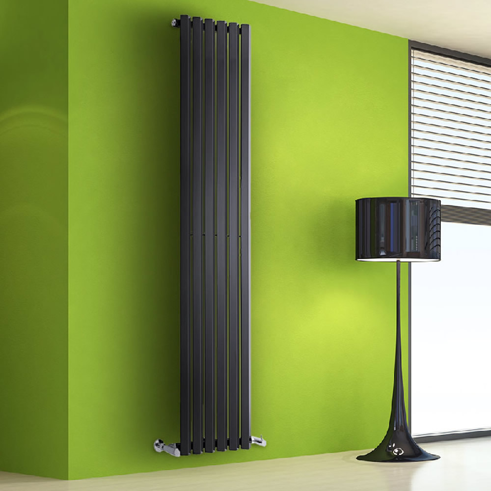 Radiatore di Design Verticale - Nero Lucido - 1780mm x 420mm x 60mm - 1050 Watt - Rombo