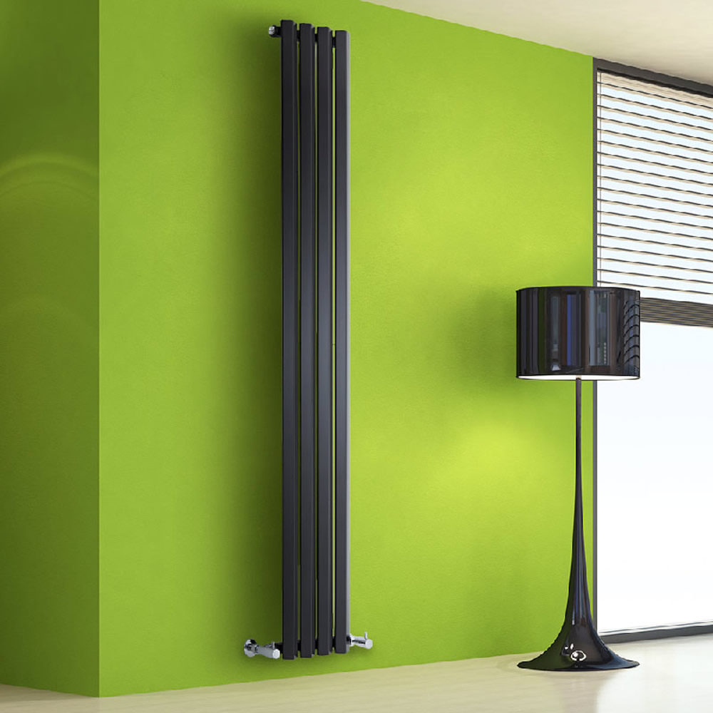Radiatore di Design Verticale - Nero - 1780mm x 280mm x 60mm - 700 Watt - Rombo