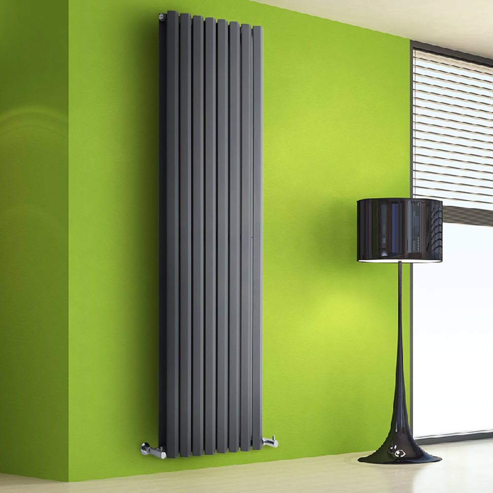 Radiatore di Design Verticale Doppio - Antracite - 1780mm x 560mm x 86mm - 2158 Watt - Rombo