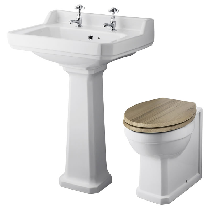 Set Bagno Completo di Lavabo e Sanitario Tradizionale con Scelta di Sedili Copri WC