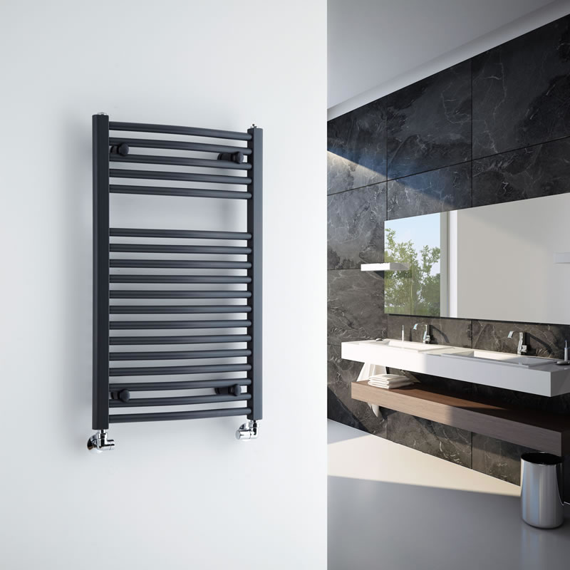 Radiatore Scaldasalviette Curvo - Antracite - 800mm x 500mm x 48mm - 466 Watt - Loa