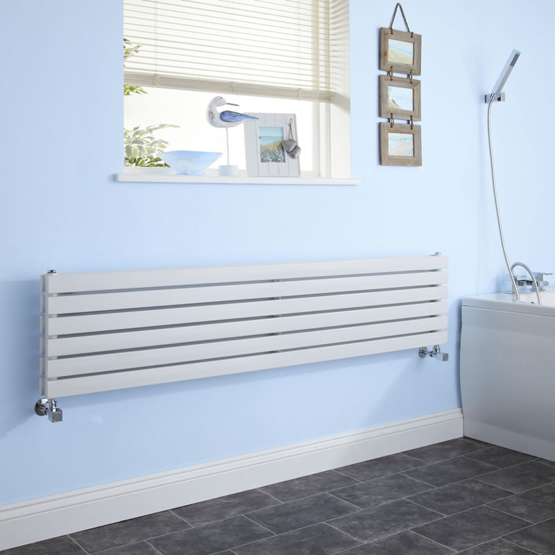 Radiatore di Design Orizzontale Doppio - Bianco - 354mm x 1780mm x 71mm - 1426 Watt - Sloane