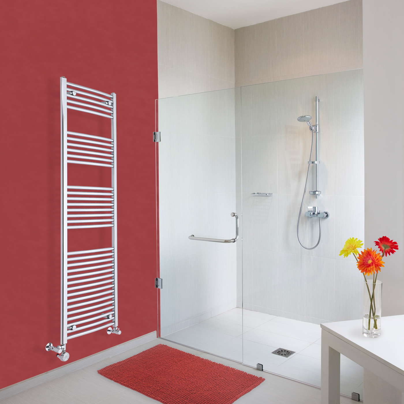 Radiatore Scaldasalviette Misto Curvo - Cromato - 1800mm x 500mm x 45mm - 667 Watt - Ischia