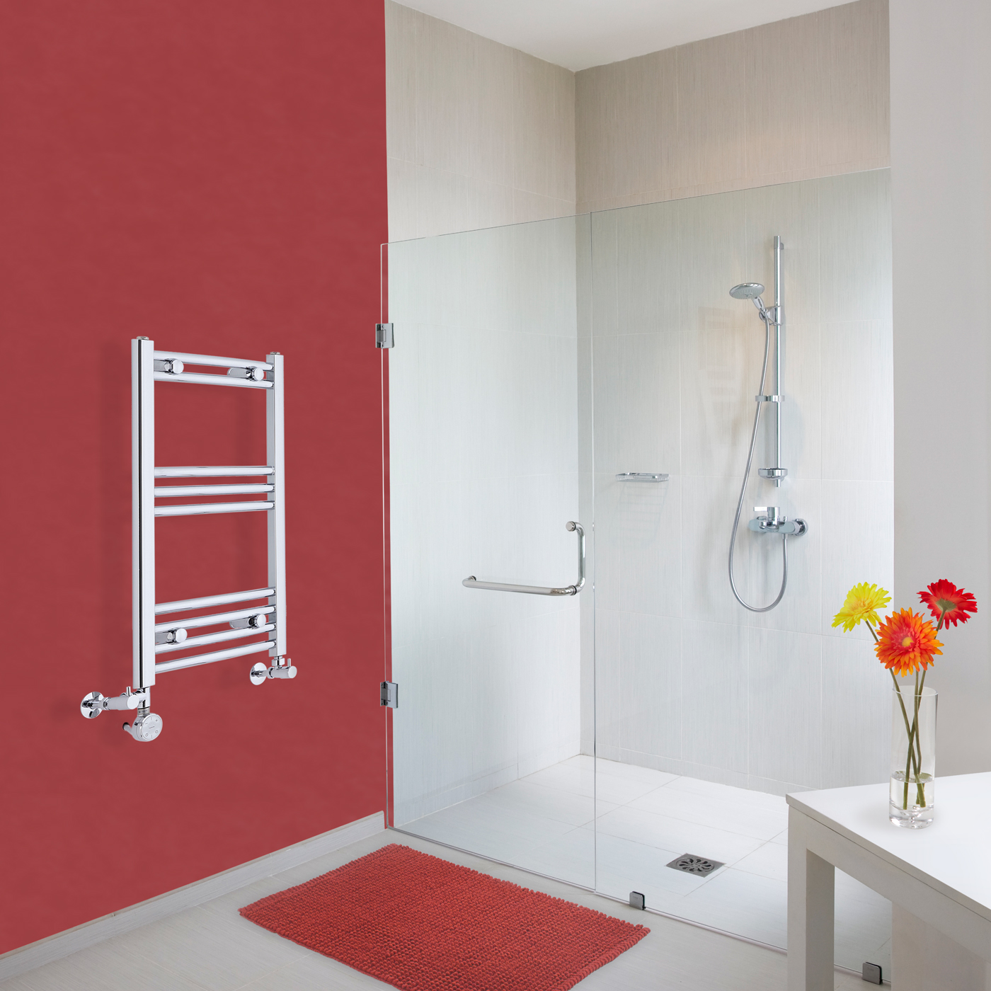 Radiatore Scaldasalviette Misto Curvo - Cromato - 700mm x 400mm x 38mm - 187 Watt - Ischia