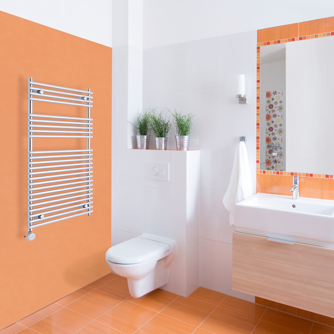 Radiatore Scaldasalviette Elettrico Piatto - Cromato - 1150mm x 600mm x 84mm - Ischia