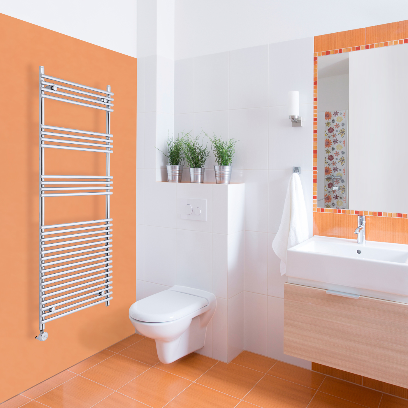 Radiatore Scaldasalviette Elettrico Piatto - Cromato - 1650mm x 600mm x 84mm - Ischia