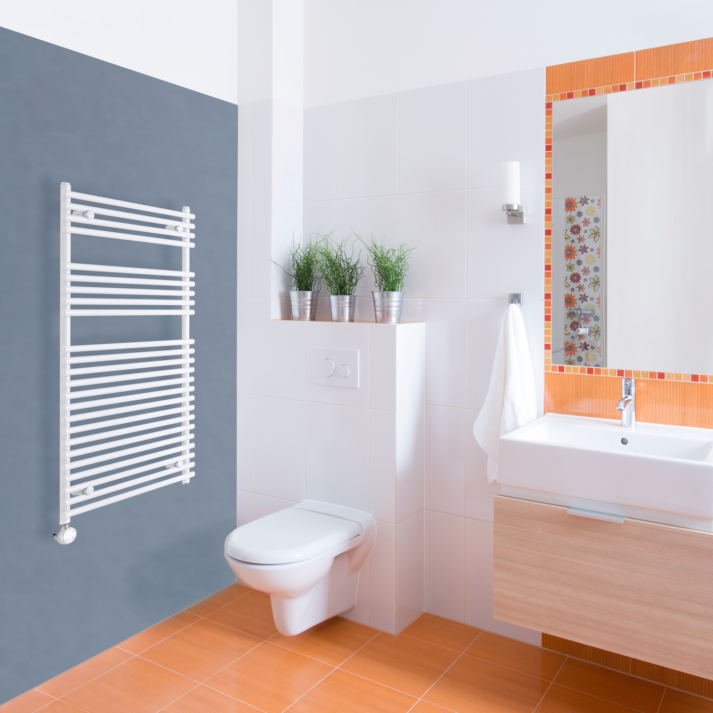 Radiatore Scaldasalviette Elettrico Piatto - Bianco - 1150mm x 600mm x 70mm - Ischia