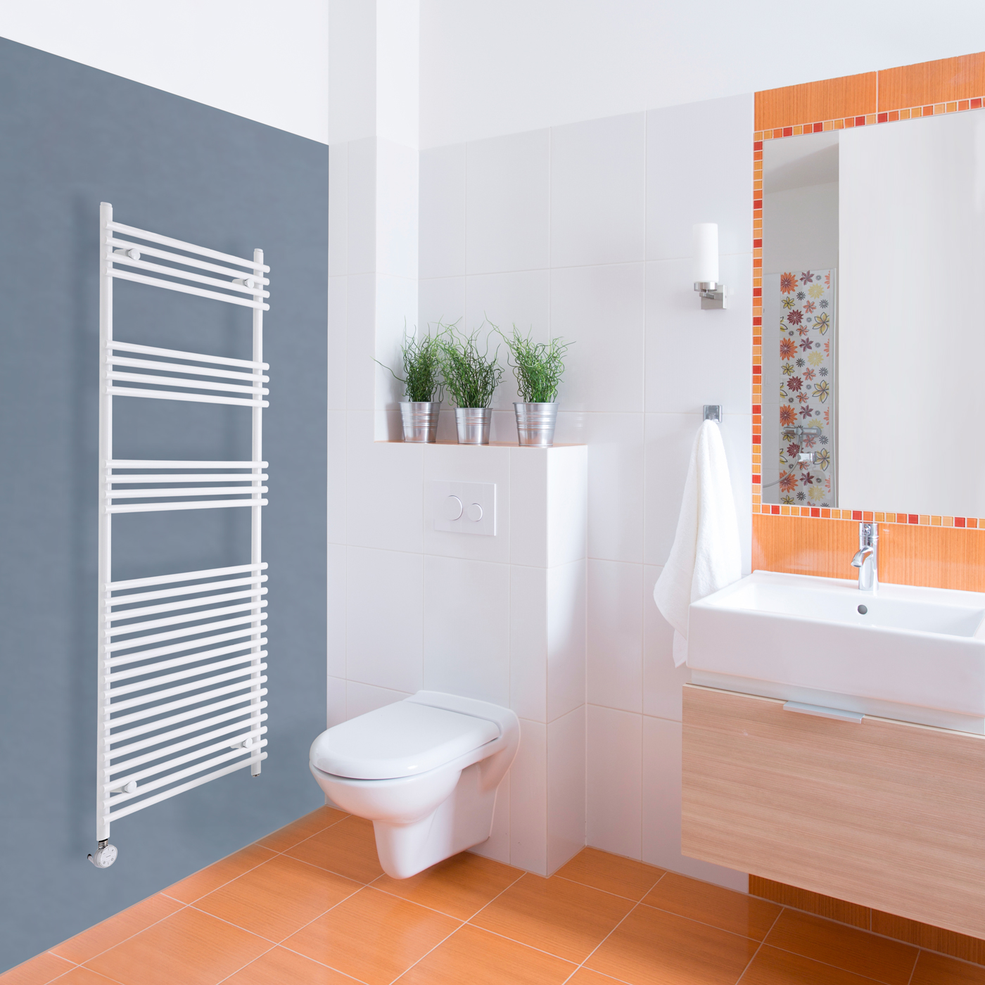 Radiatore Scaldasalviette Elettrico Piatto - Bianco - 1650mm x 600mm x 54mm - Ischia