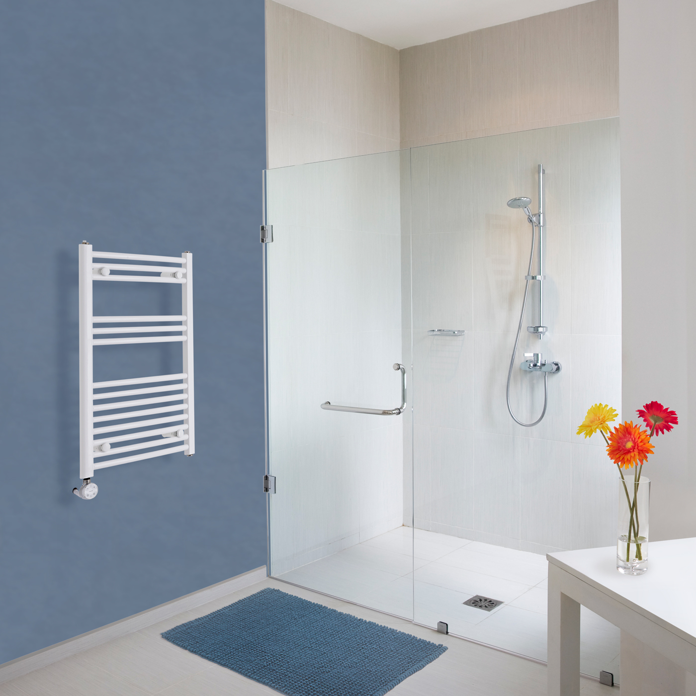 Radiatore Scaldasalviette Elettrico Curvo - Bianco - 800mm x 500mm x 45mm - Etna