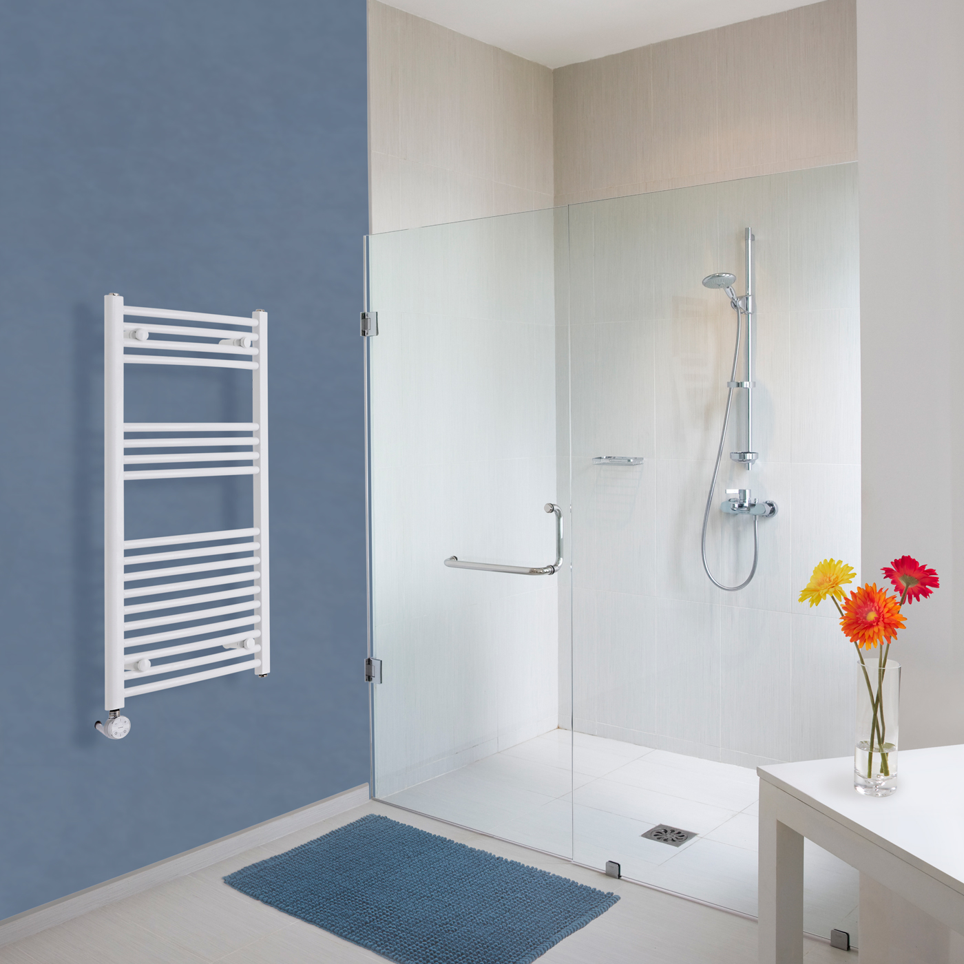 Radiatore Scaldasalviette Elettrico Curvo - Bianco - 1000mm x 500mm x 45mm - Etna