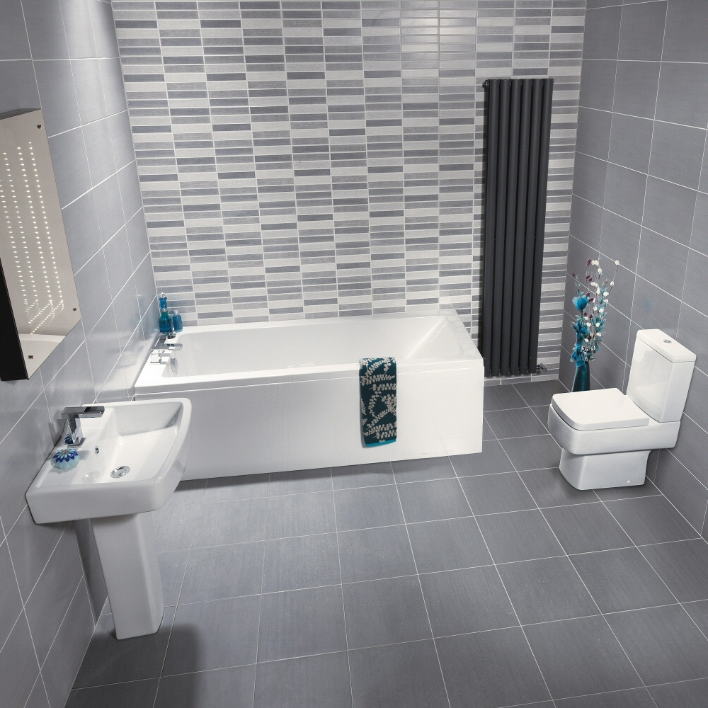 Set Completo per Stanza da Bagno con Vasca, Lavabo e Sanitario in Stile Moderno