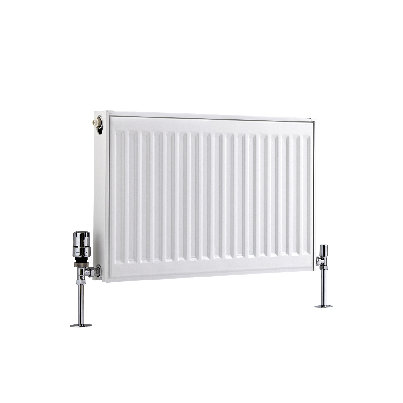 Radiatore a Piastra Orizzontale Doppio Plus - Bianco - 400mm x 600mm x 73mm - 573 Watt - Eco
