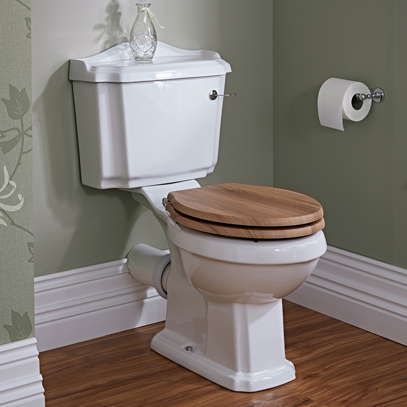 Sanitario a Terra in Stile Retro Classico con Vaso e Cassetta in Ceramica e Sedile