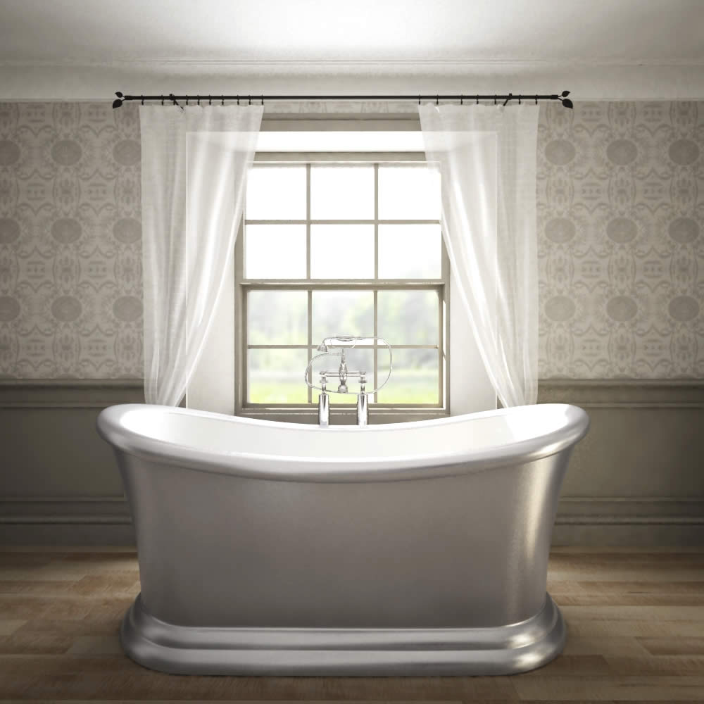 Vasca in Acrilico Centro Stanza Freestanding Argento 1700x740mm con Basamento Acrilico