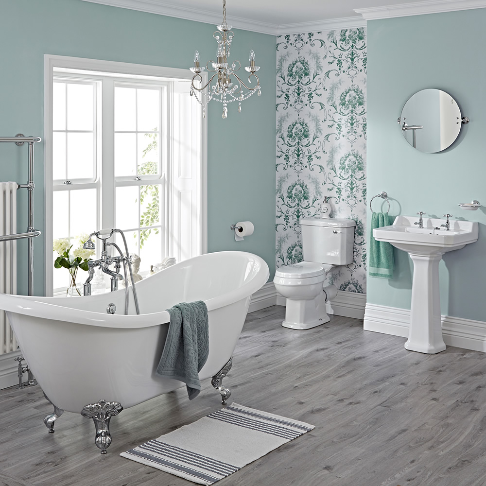 Set Completo per Stanza da Bagno con Vasca, Lavabo, Sanitario- Carlton e Rubinetteria per Vasca e Lavabo
