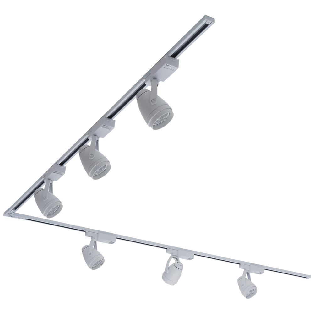 Biard 6 Faretti Spot LED con Binario Angolare in Bianco - 12W COB