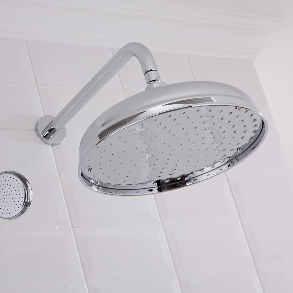 Soffione Doccia Circolare Fisso in Ottone Cromato Solido 305mm con Limitatore di Flusso - Eco