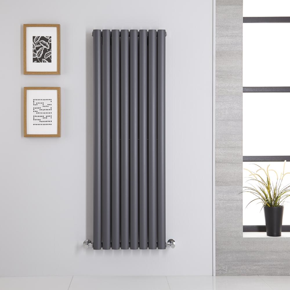 Radiatore di Design Verticale Doppio - Antracite - 1400mm x 472mm x 78mm - 1396 Watt - Revive