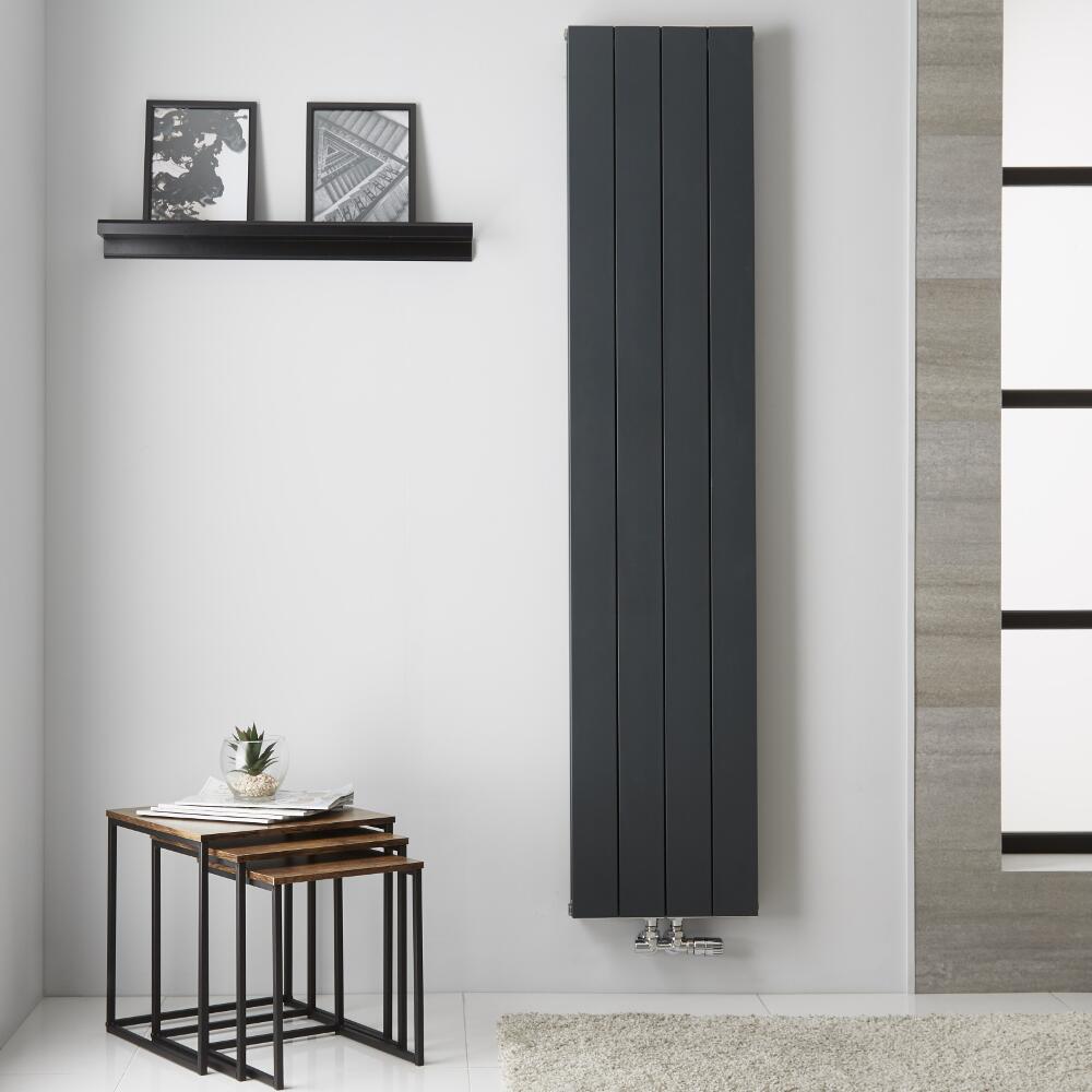 Radiatore di Design Verticale Doppio con Attacco Centrale - Alluminio - Antracite - 1800mm x 375mm x 67mm - 1439 Watt - Kett