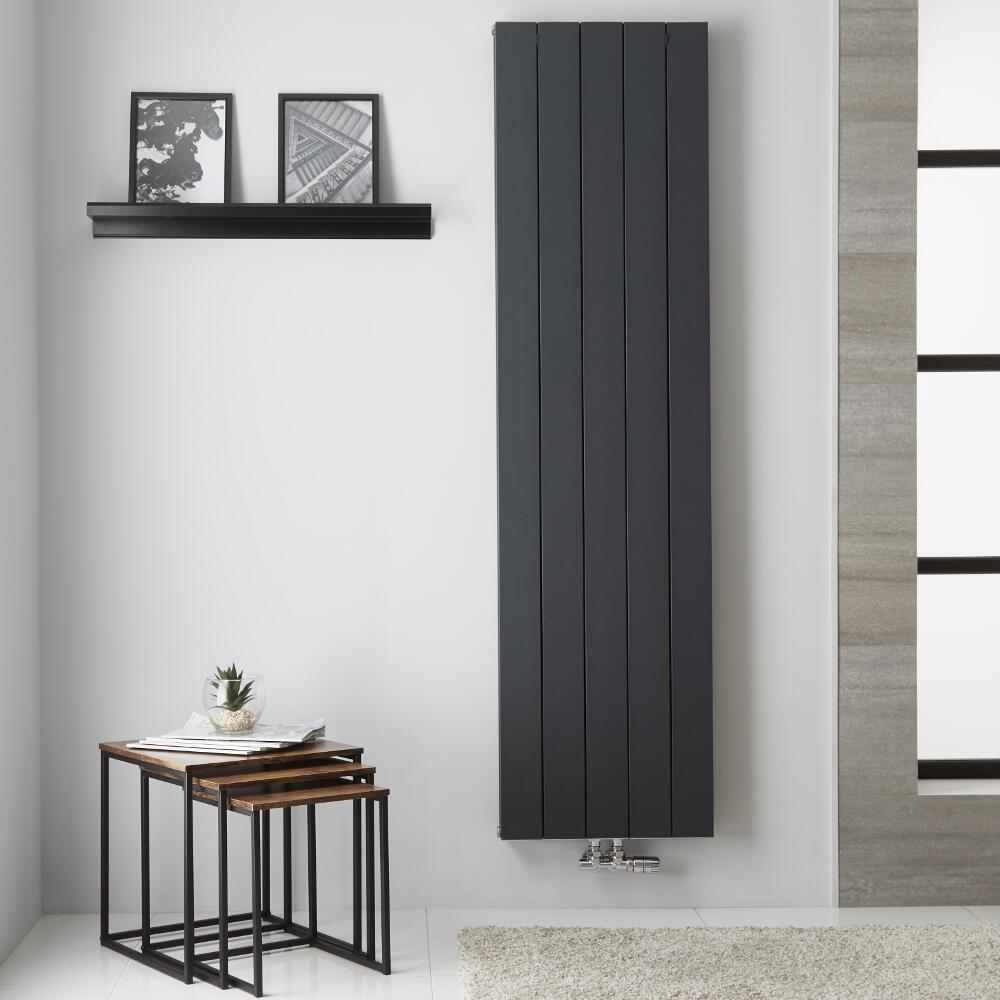 Radiatore di Design Verticale Doppio con Attacco Centrale - Alluminio - Antracite - 1800mm x 470mm x 67mm - 1704 Watt - Kett