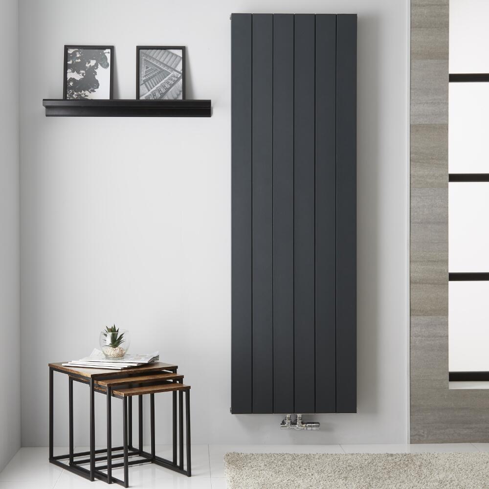 Radiatore di Design Verticale Doppio con Attacco Centrale - Alluminio - Antracite - 1800mm x 565mm x 67mm - 1918 Watt - Kett