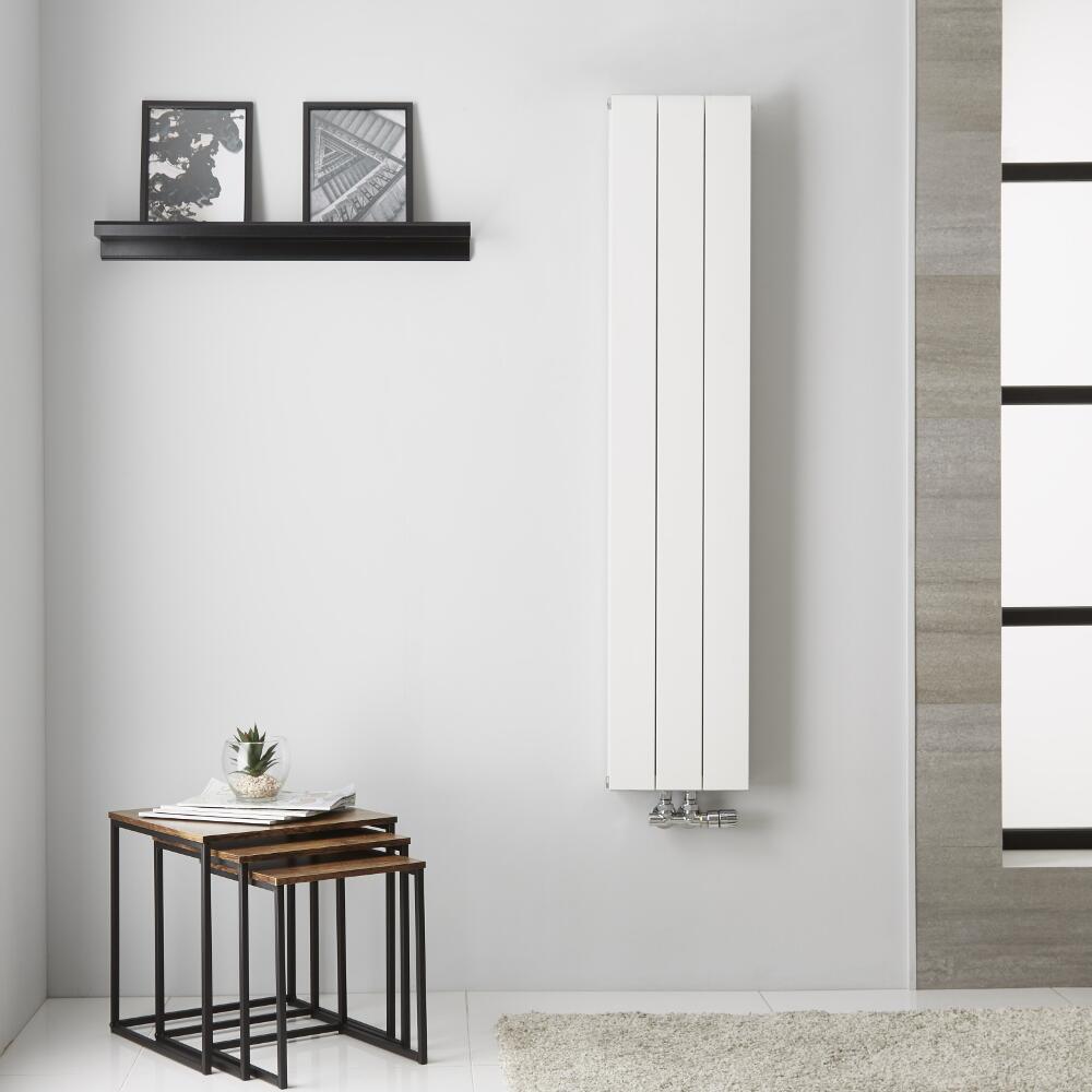 Radiatore di Design Verticale Doppio con Attacco Centrale - Alluminio - Bianco - 1400mm x 280mm x 67mm - 907 Watt - Kett