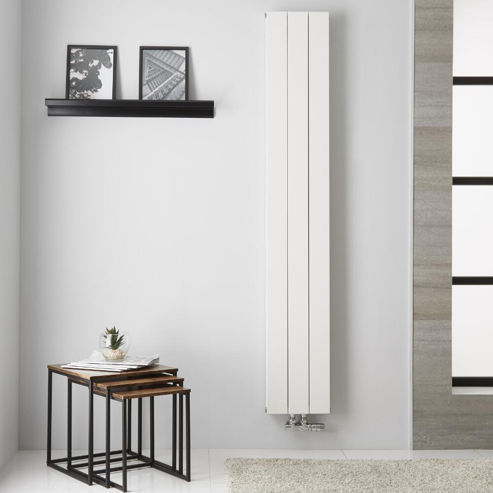 Radiatore di Design Verticale Doppio con Attacco Centrale - Alluminio - Bianco - 1800mm x 280mm x 67mm - 1119 Watt - Kett