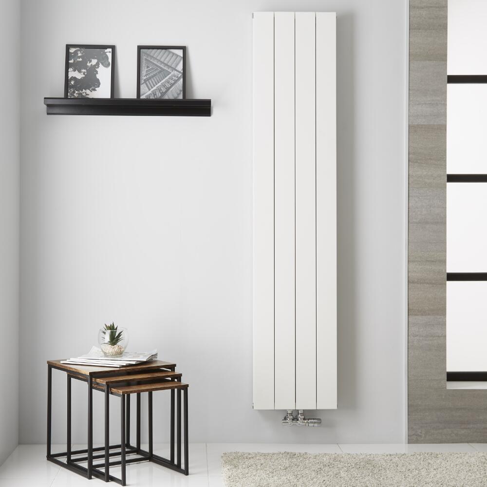 Radiatore di Design Verticale Doppio con Attacco Centrale - Alluminio - Bianco - 1800mm x 375mm x 67mm - 1439 Watt - Kett
