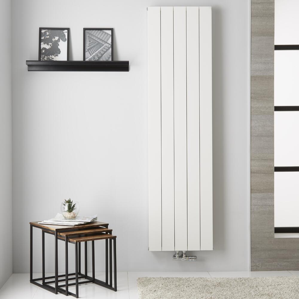 Radiatore di Design Verticale Doppio con Attacco Centrale - Alluminio - Bianco - 1800mm x 470mm x 67mm - 1704 Watt - Kett