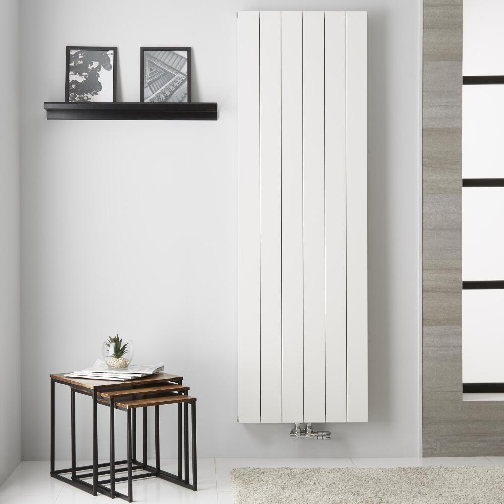 Radiatore di Design Verticale Doppio con Attacco Centrale - Alluminio - Bianco - 1800mm x 565mm x 67mm - 1918 Watt - Kett