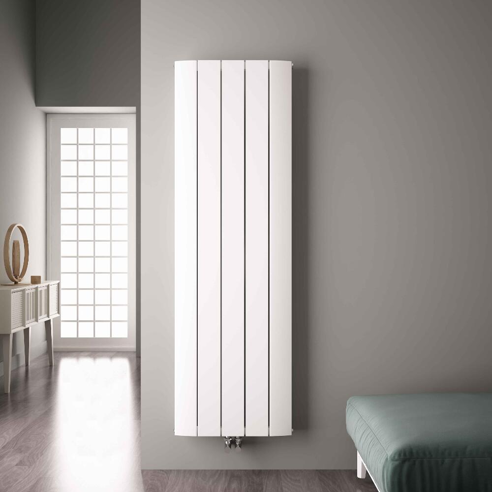 Radiatore di Design Verticale con Attacco Centrale - Alluminio - Bianco - 1800mm x 470mm x 45mm - 1919 Watt - Aurora