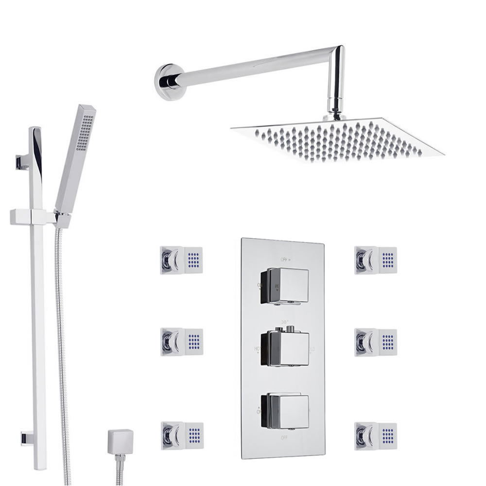 Kit Doccia Completo con Miscelatore Termostatico Doccia a Tre Vie