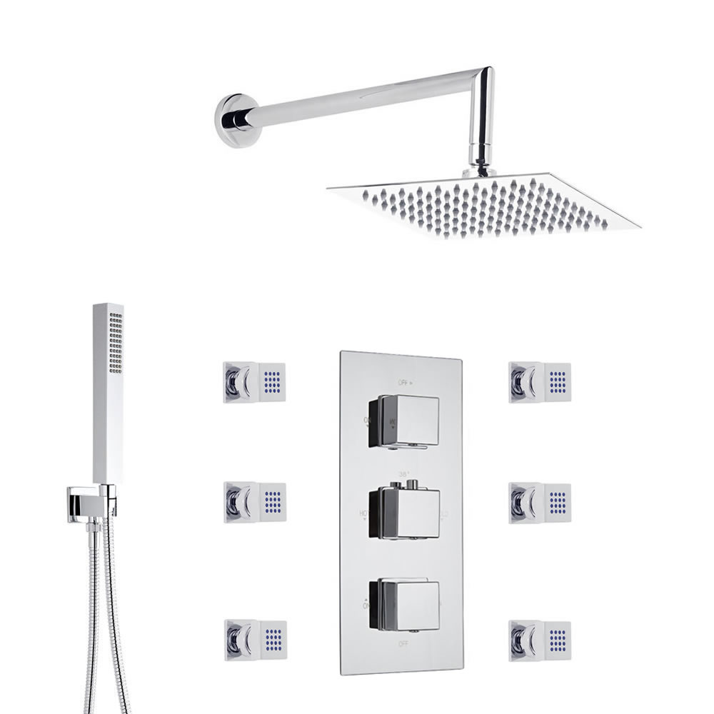 Kit Doccia Completo con Miscelatore Termostatico Doccia a Tre Vie con Deviatore