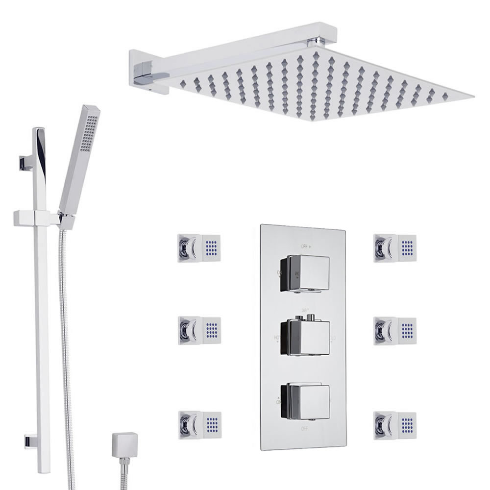 Kit Doccia con Valvola Miscelatrice Termostatica Tripla con Deviatore