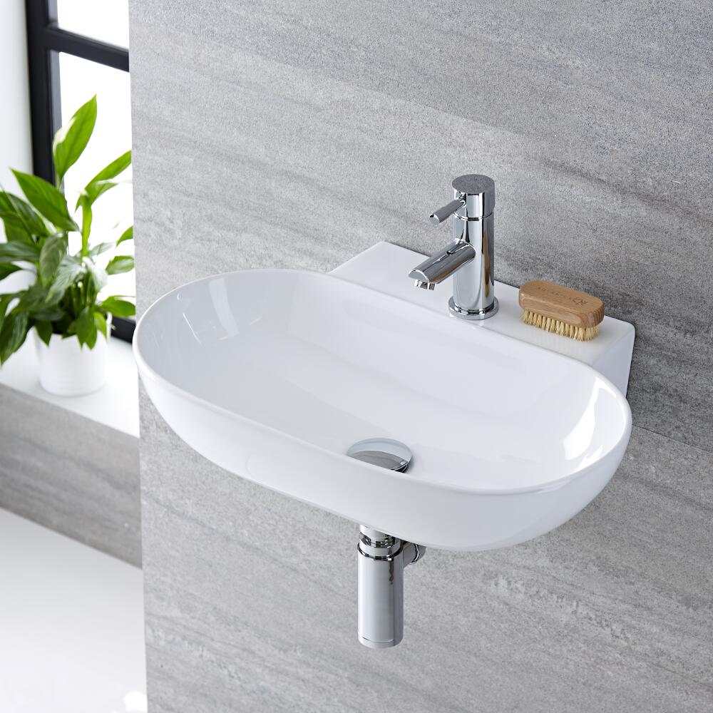 Lavabo Bagno Sospeso in Ceramica Ovale 555x395mm - Otterton