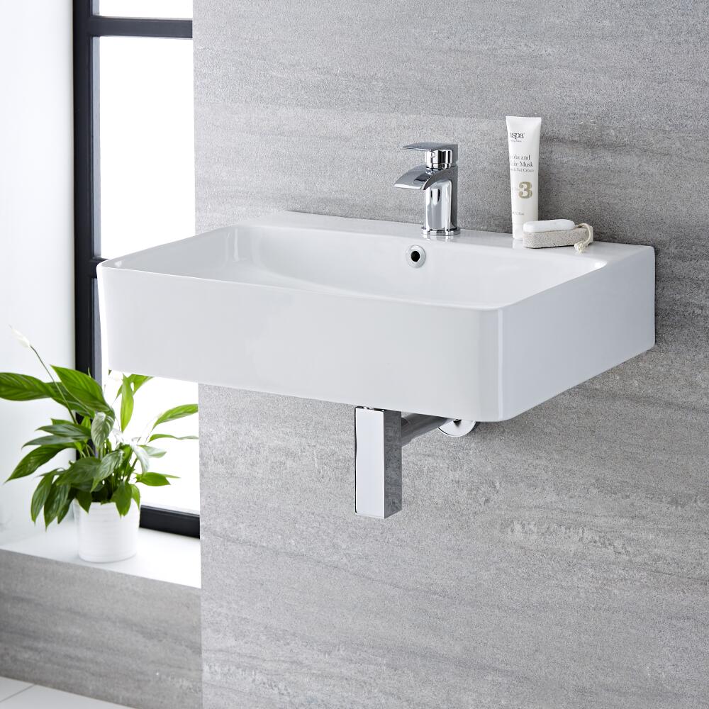 Lavabo Bagno da Appoggio in Ceramica Rettangolare 600x310mm - Exton