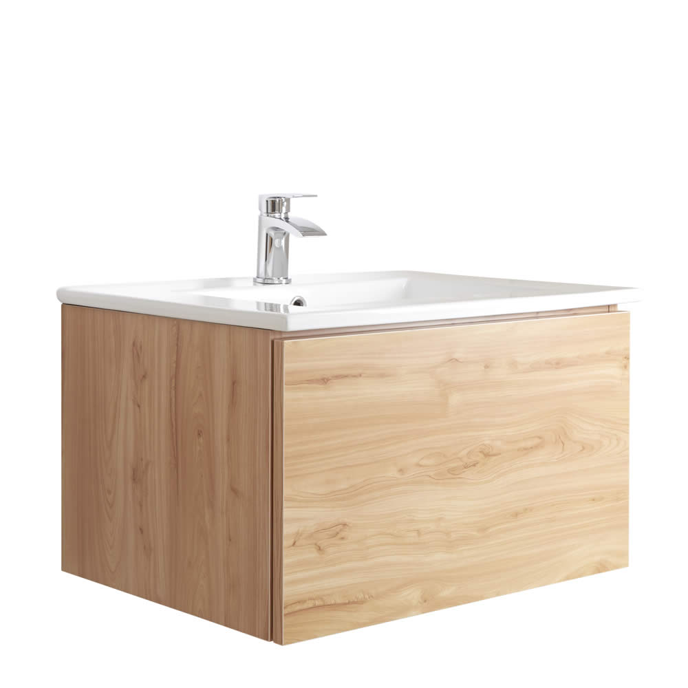 Mobile Bagno Murale 600mm con Lavabo Integrato Colore Rovere Dorato - Newington