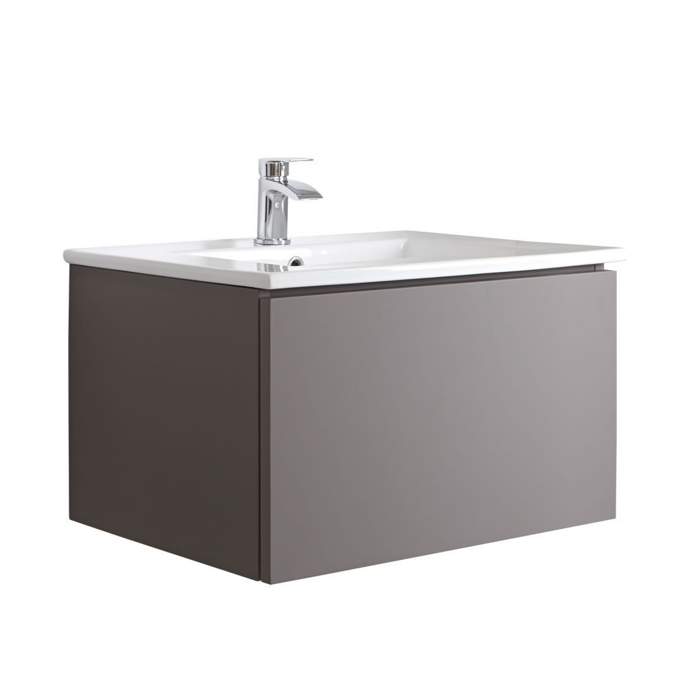 Mobile Bagno Murale 600mm con Lavabo Integrato Colore Grigio Opaco - Newington