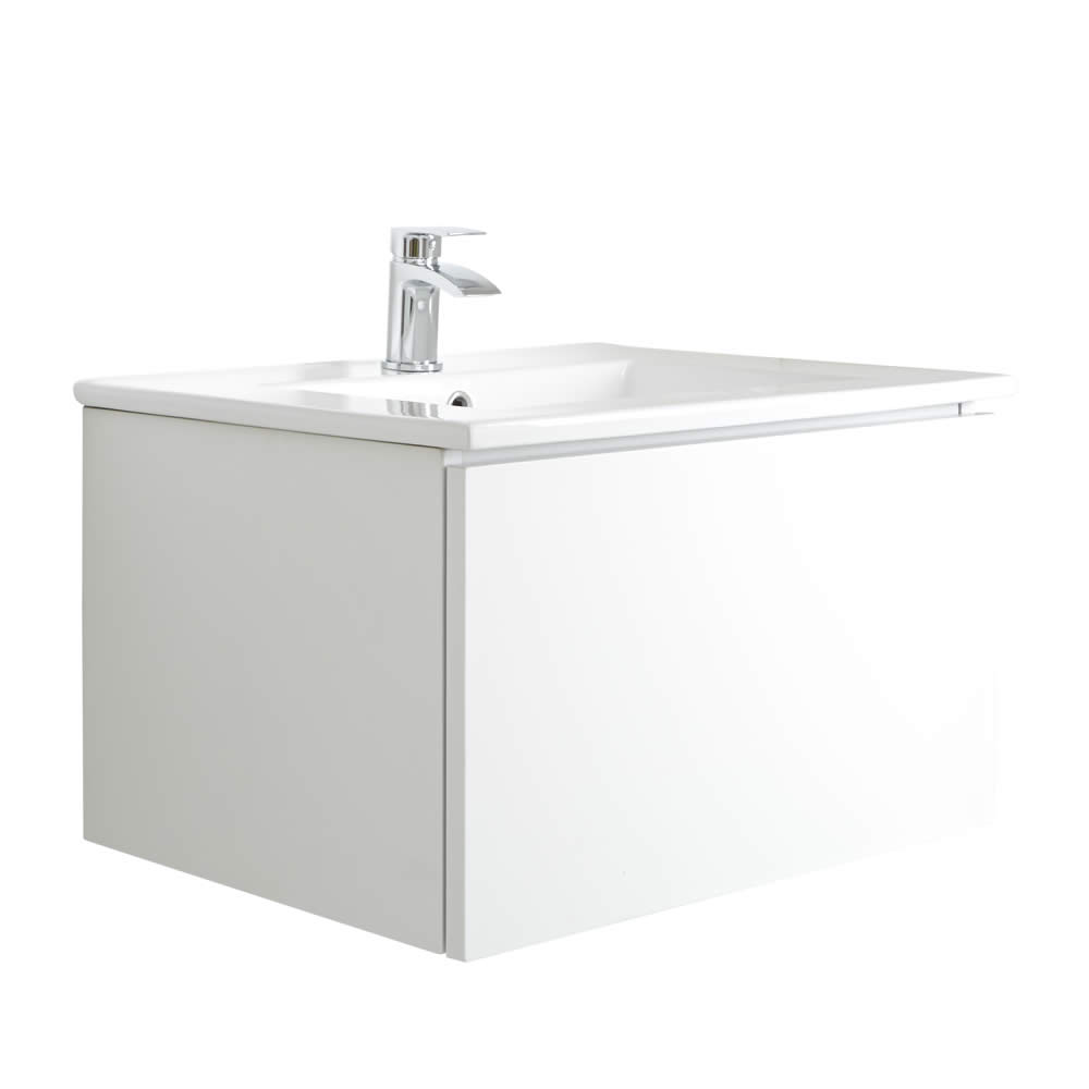 Mobile Bagno Murale 600mm con Lavabo Integrato Colore Bianco Opaco - Newington