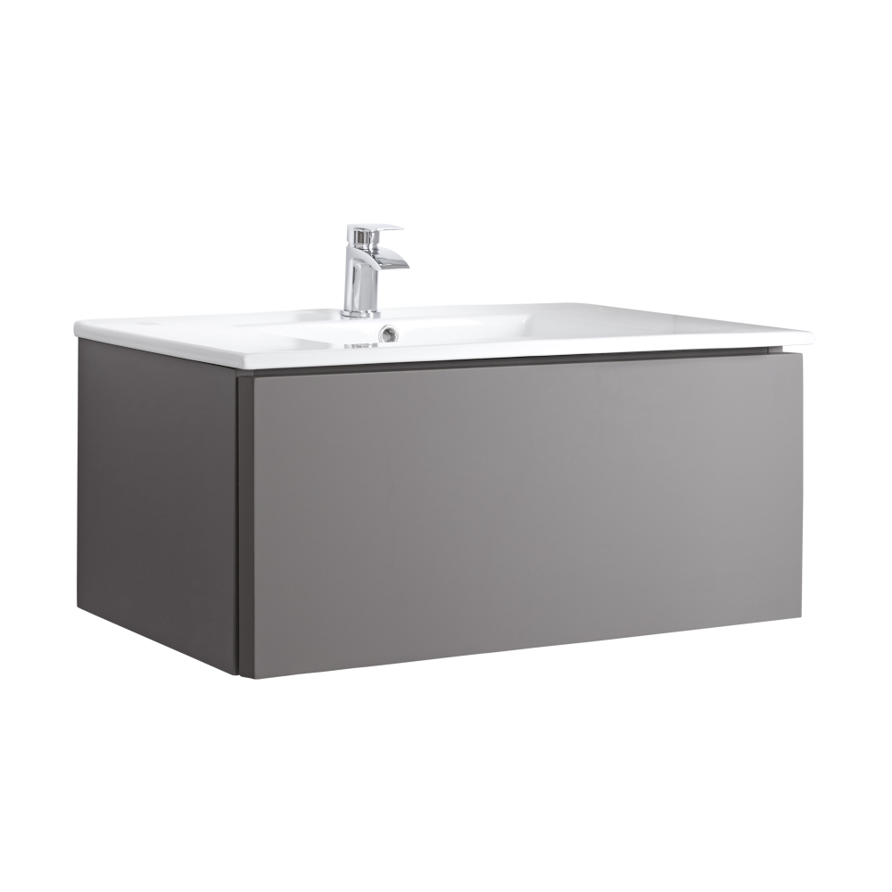 Mobile Bagno Murale 1000mm con Lavabo Integrato Colore Gris Opaco - Newington