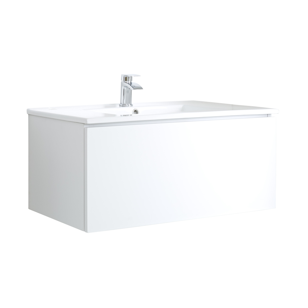 Mobile Bagno Murale 1000mm con Lavabo Integrato Colore Bianco Opaco - Newington