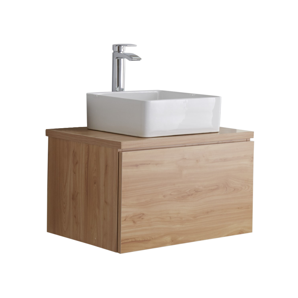 Mobile Bagno 600mm Colore Rovere Dorato con Lavabo da Appoggio - Newington