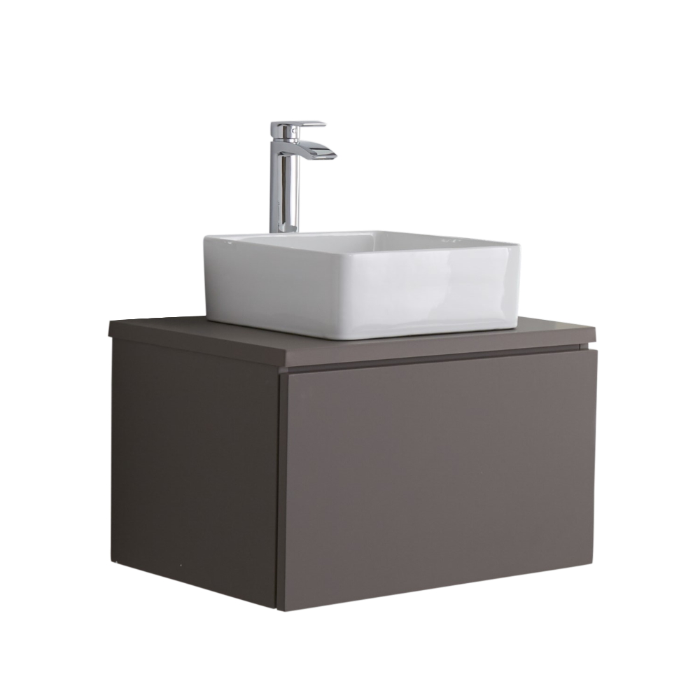 Mobile Bagno 600mm Colore Grigio Opaco con Lavabo da Appoggio - Newington