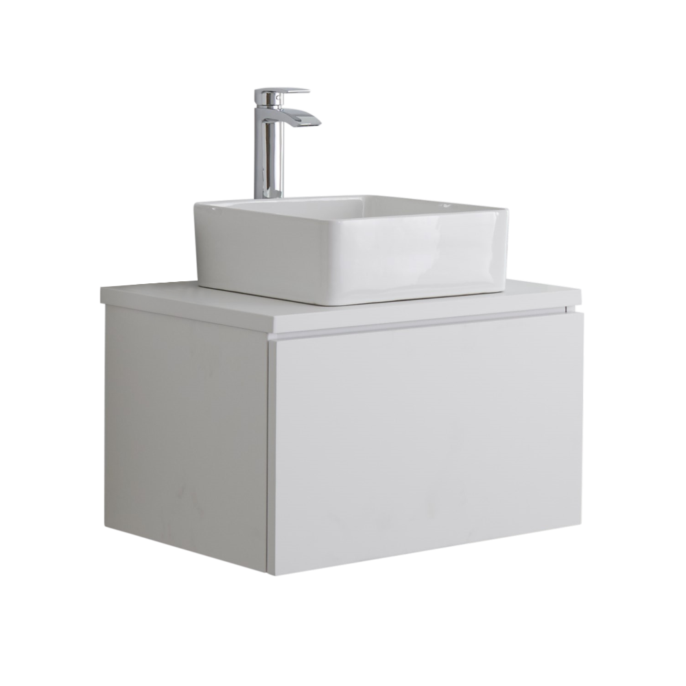 Mobile Bagno 600mm Colore Bianco Opaco con Lavabo da Appoggio - Newington