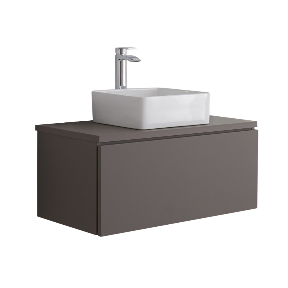 Mobile Bagno Murale 800mm Colore Grigio Opaco con Lavabo da Appoggio - Newington