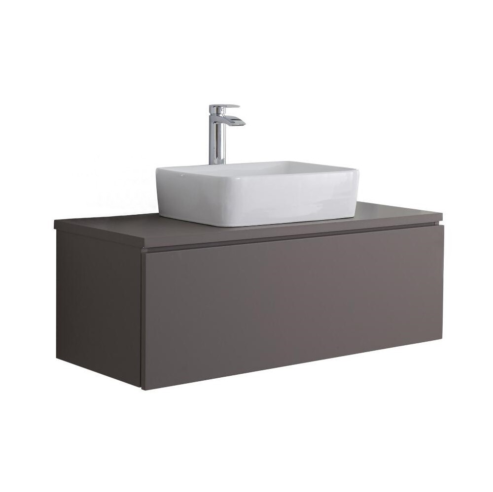 Mobile Bagno Murale 1000mm Colore Grigio Opaco con Lavabo da Appoggio - Newington