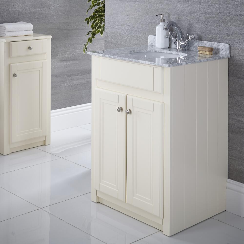 Mobile Bagno Tradizionale Colore Avorio 600mm con Lavabo - Charlton