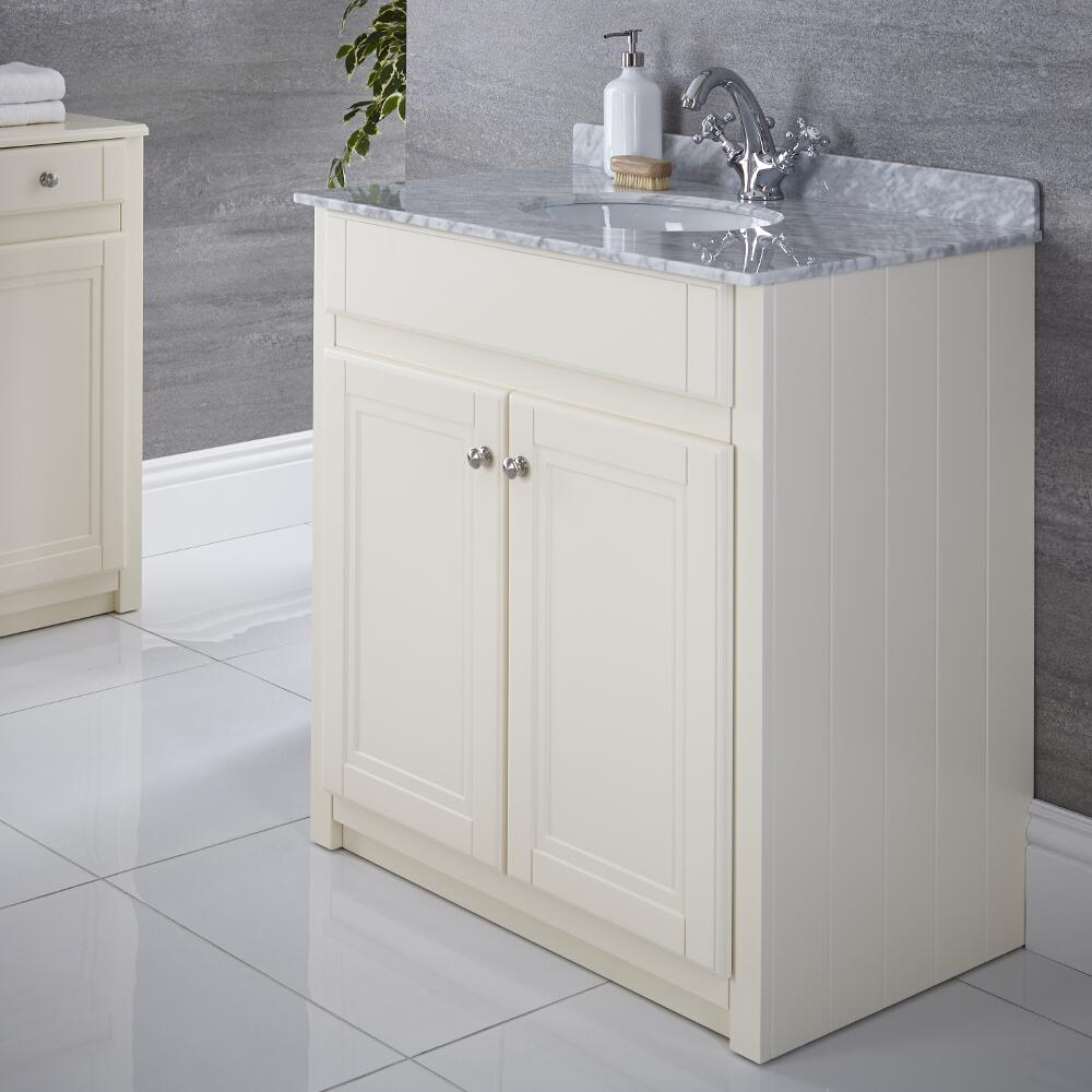 Mobile Bagno Tradizionale Colore Avorio 800mm con Lavabo - Charlton