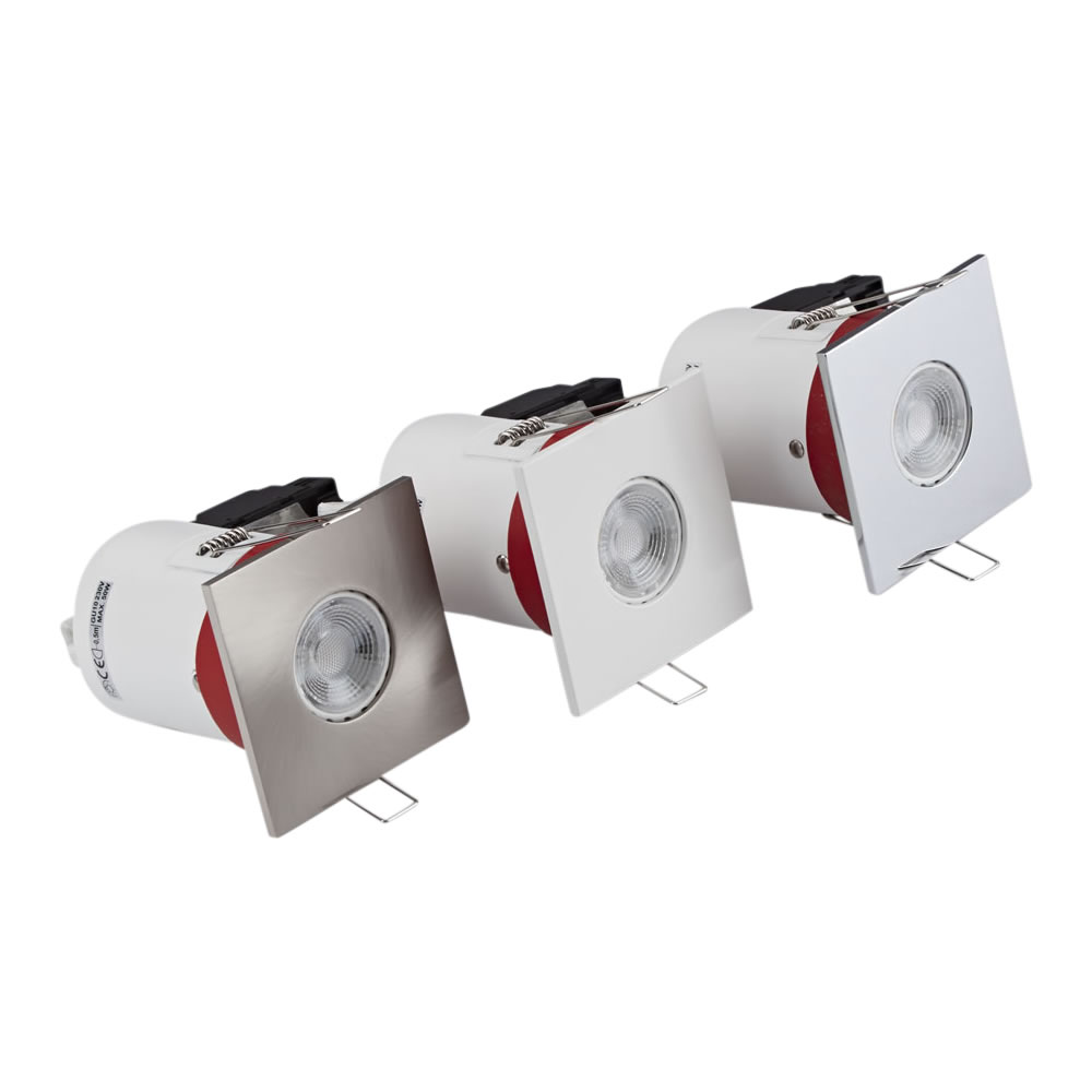 Biard Kit con 3 Faretti LED da Incasso GU10 Protezione Ignifuga con Porta Faretto Quadrato Disponibile in 3 Colori